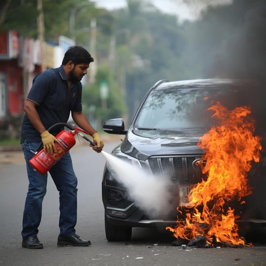 fire in car